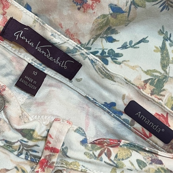 NINE WEST GLORIA VANDERBILT floral capris size 10 blue cream - Picture 4 of 10